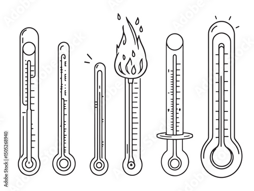 thermometer line art drawing clear outline for medical graphics