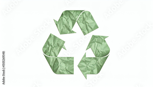 Recycle Symbol Made from Crumpled Paper for Eco-Friendly and Sustainable Design