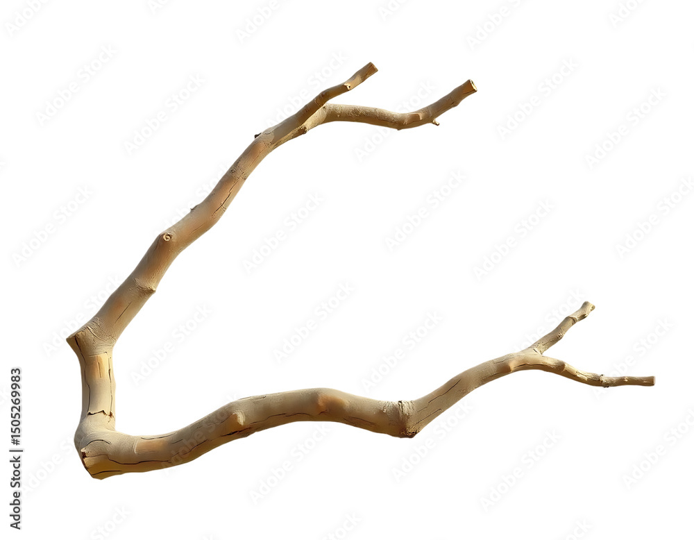 Obraz premium A weathered tree branch isolated on a transparent background