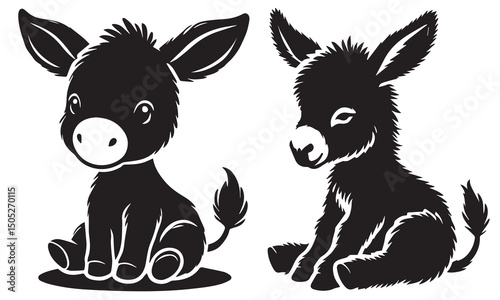 Baby Donkey Silhouette Vector