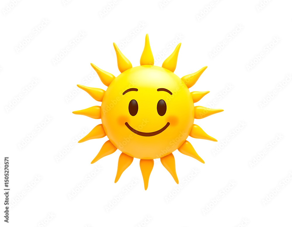 Fototapeta premium 3D Cartoon Sun with a Smiling Face