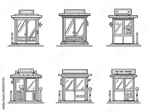 Toll booth line art vector illustration for designs