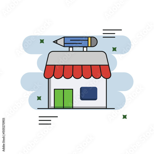 Cashier  color line icon with white background vector stock illustration