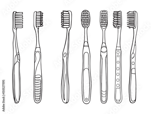 toothbrush line art minimal style icon for oral hygiene