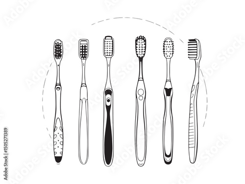 toothbrush line art simple clean design for dental care
