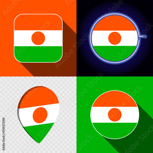 Set of modern icons with the national flag of Niger. Free Download Set of modern icons with the national flag of Niger. - GFXLoad