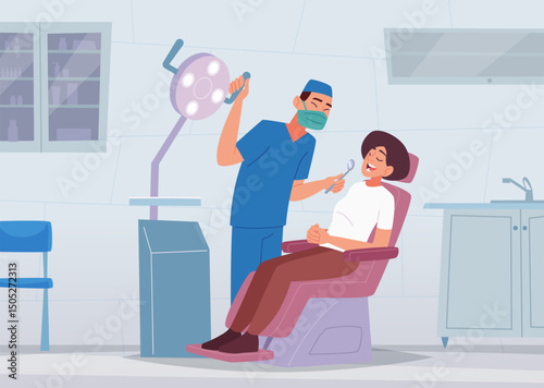 Dentist working. medical special procedure cabinet