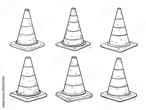 traffic cone line art simple clean vector illustration