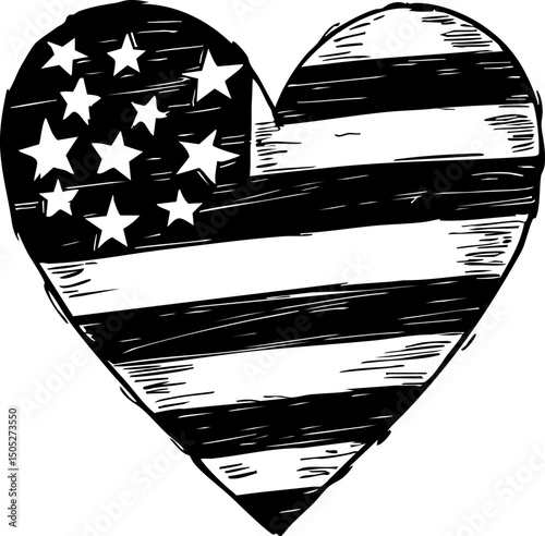 Celebrating love for country heart with american flag graphic design creative environment artistic perspective