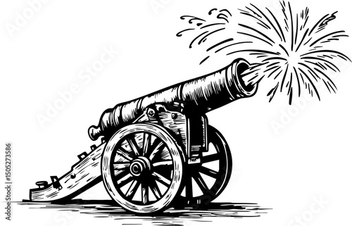 Historic cannon firing event historical site artistic environment side view military heritage