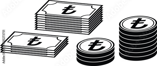 TL paper money and coin icon