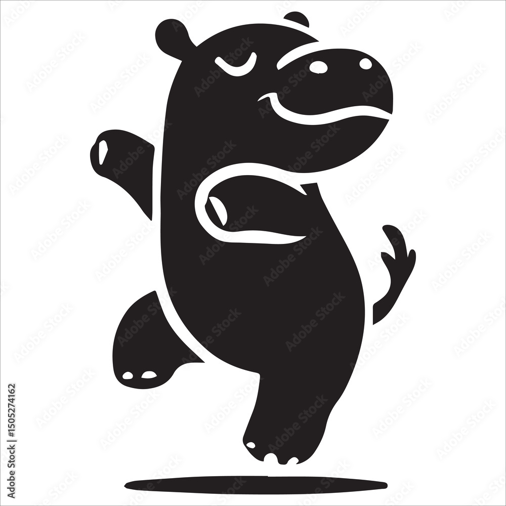 Fototapeta premium Baby Hippopotamus Dance Silhouette