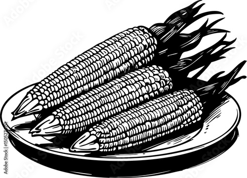 Grilled corn on the cob cooking event kitchen food art cozy home environment close-up view culinary delight