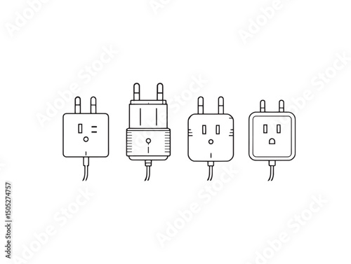 Travel adapter line art design for modern travel use