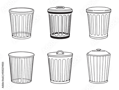 Trash can line art vector icon for easy editing