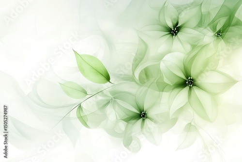 Elegant green floral design with sheer leaves