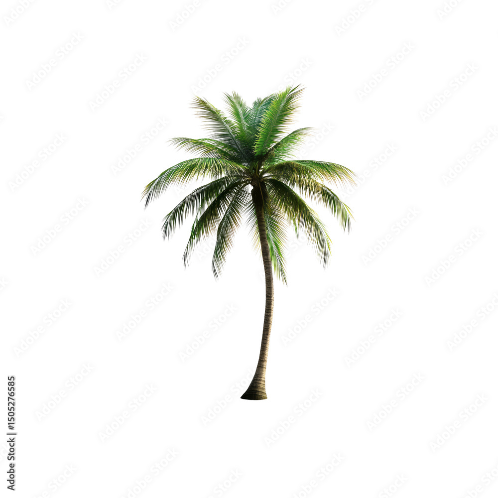 Obraz premium Single Tropical Palm Tree Isolated on Transparent Background