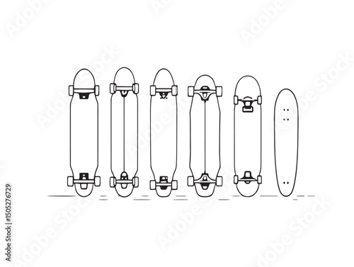 urban style skateboard line art vector drawing