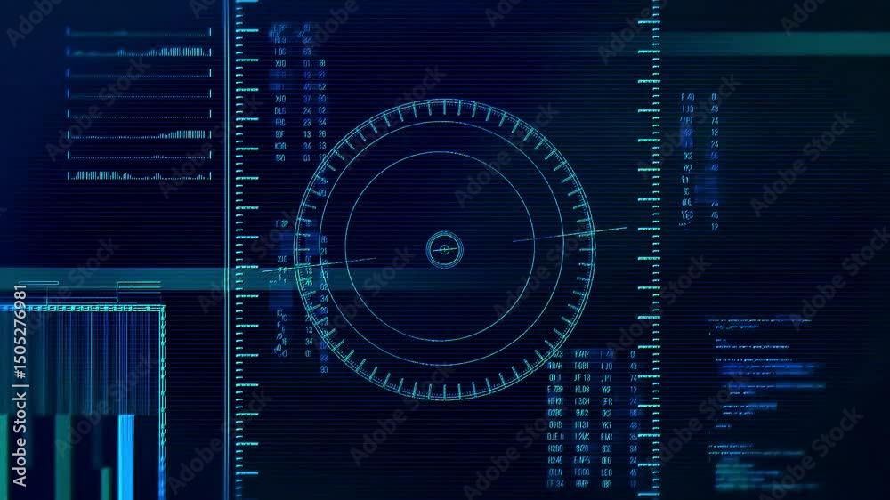 Futuristic satellite control panel. Satellite tracking system, analysis. Visualization of the satellite and digital map, on the dashboard.