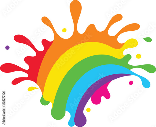 Colorful rainbow splash design featuring vibrant shades and creative artistic splatter effects
