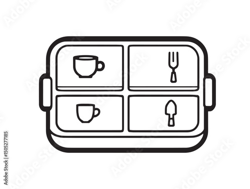 Vintage serving tray line drawing for vector artwork