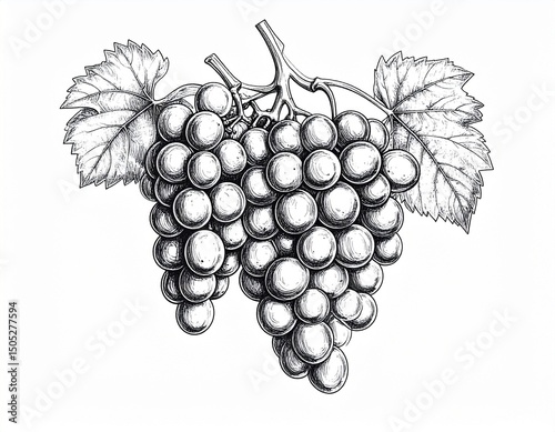 Grape Pencil Artwork, Isolated on White Background
