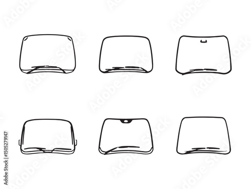 windshield line art vector sketch for design