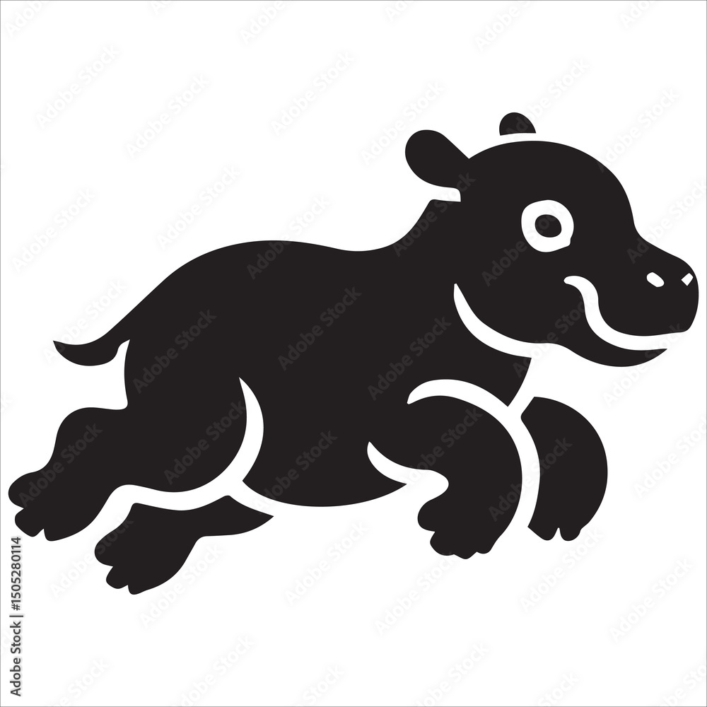 Fototapeta premium Baby Hippopotamus Dance Silhouette