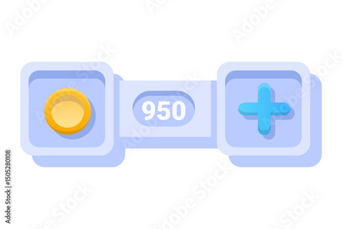 Game UI button. Mobile application or game interface element. Cartoon colorful design. Sticker or label for user interface