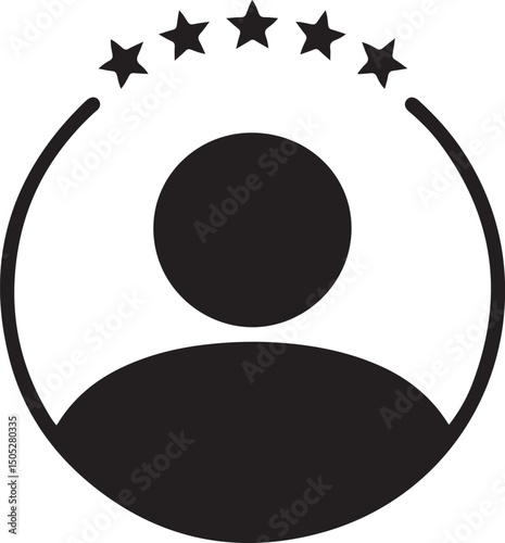 Customer experience or 5 star satisfaction rating flat vector icon for review apps and websites
