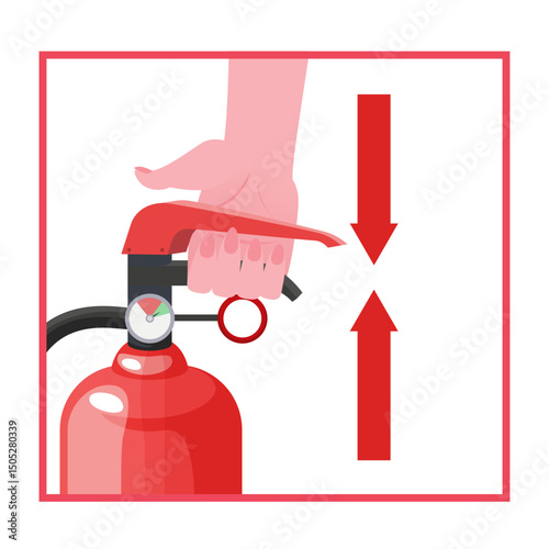 Fire extinguisher instruction. Fire prevention and extinguishing tips. Safety Information, poster or banner for website. Cartoon flat vector illustrations isolated on blue background