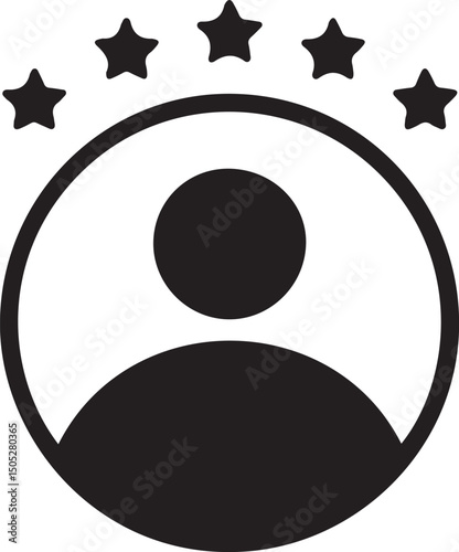Customer experience or 5 star satisfaction rating flat vector icon for review apps and websites