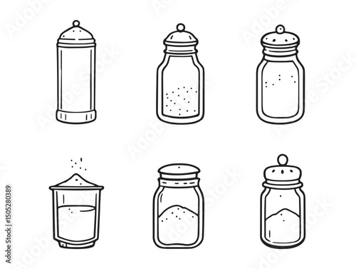 black and white salt shaker line art for menus