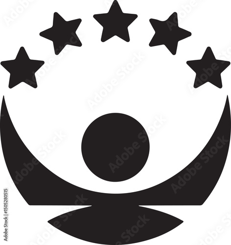 Customer experience or 5 star satisfaction rating flat vector icon for review apps and websites