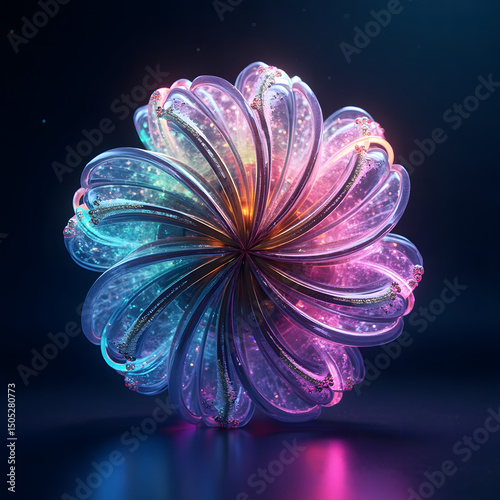 3d render of colorful deatailed shape. Dynamic futuristic background. photo