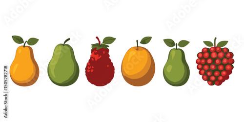 Fruit illustrations pack. Icons on white backdrop.

