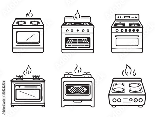 Clean stove line art illustration for stock vector