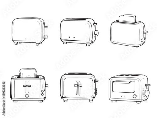 clean toaster outline line art for breakfast appliance design