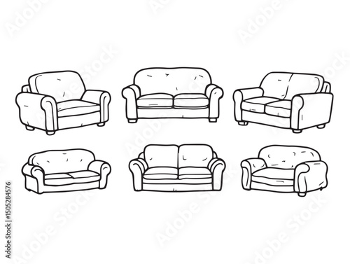 Creative sofa line art illustration for home design