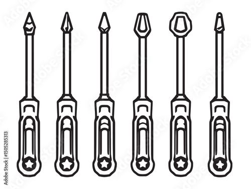 detailed screwdriver line art illustration for creative use