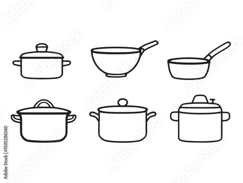 Elegant saucepan line art icon for cooking and kitchen use
