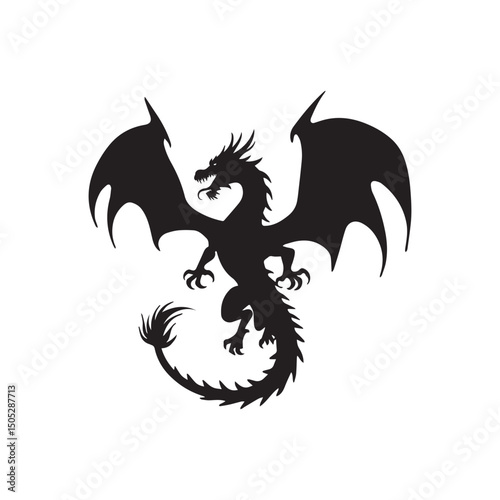 ragon Silhouette with Open Mouth