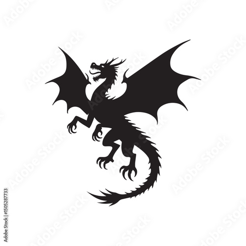 ragon Silhouette with Open Mouth