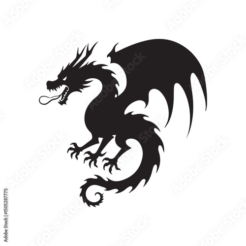 ragon Silhouette with Open Mouth