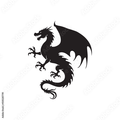 ragon Silhouette with Open Mouth
