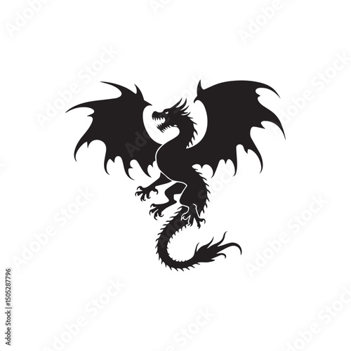 ragon Silhouette with Open Mouth