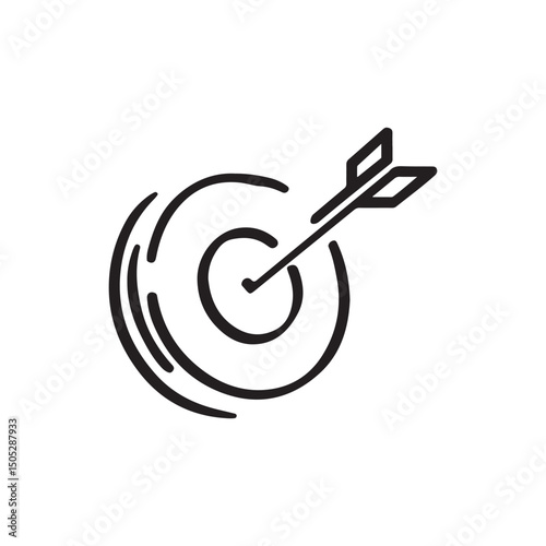 Business goal concept with a dart hitting the red target center for accuracy and success