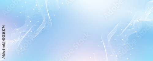 Abstract tech network connection dots. Digital technology and big data analysis background. White background with plexus lines. Geometric background with abstract mesh