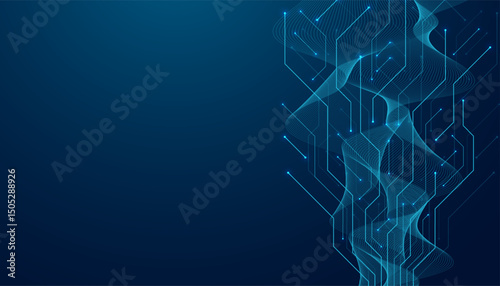 Motherboard technology abstract texture design. Creative idea AI banner concept for internet technology. Software coding. Digital concept for poster, cover, banner, header, web, presentation template.