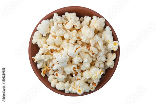 Tasty salty popcorn in a bowl isolated on a white background